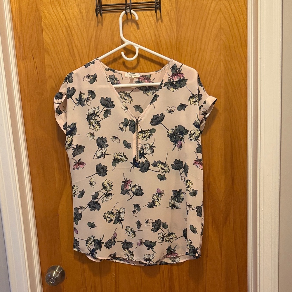 Maurices Pink Floral Blouse